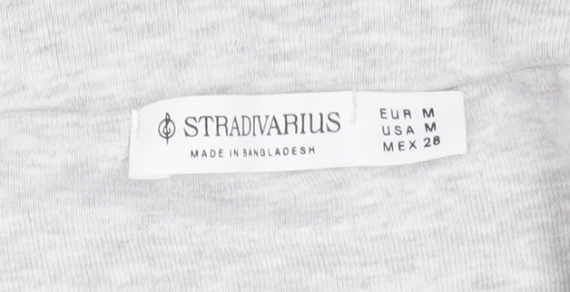 Womens UK Size 12 Stradivarius Grey Cropped T-Shirt