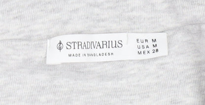 Womens UK Size 12 Stradivarius Grey Cropped T-Shirt