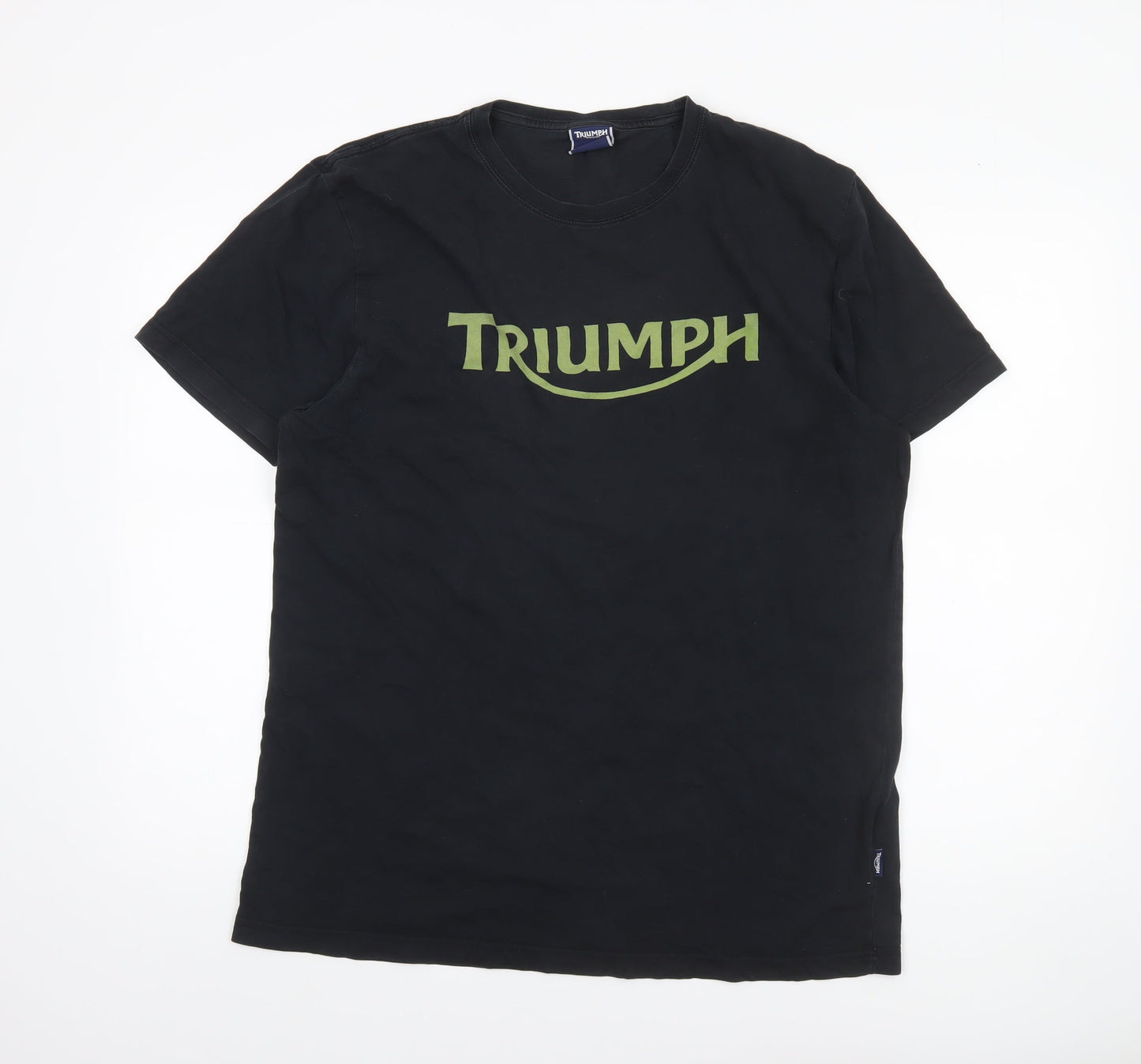 Triumph Men's Black Cotton Graphic T-Shirt - Size L