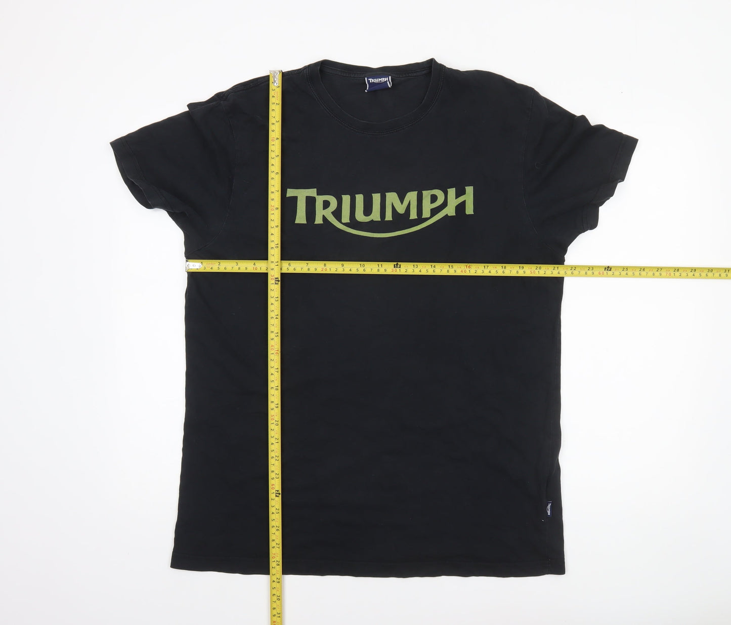 Triumph Men's Black Cotton Graphic T-Shirt - Size L