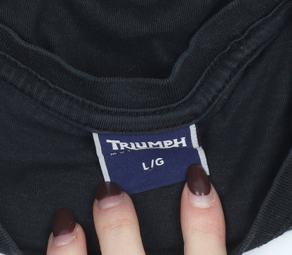 Triumph Men's Black Cotton Graphic T-Shirt - Size L