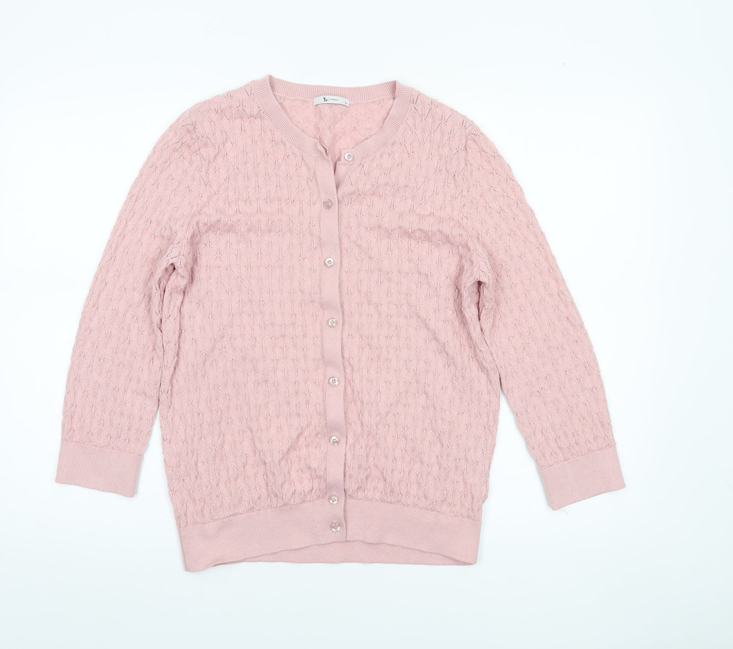 Tu Women Pink Size 16 Cardigan Knit Long Sleeve Classic Style