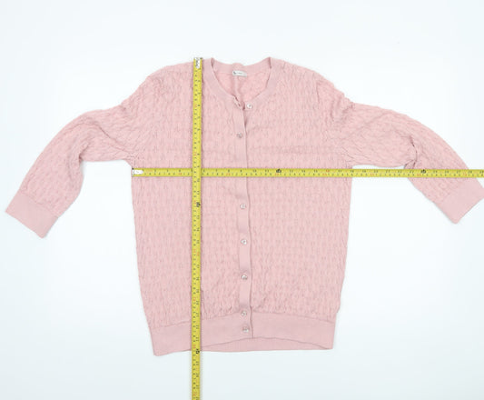 Tu Women Pink Size 16 Cardigan Knit Long Sleeve Classic Style