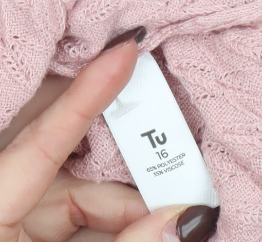 Tu Women Pink Size 16 Cardigan Knit Long Sleeve Classic Style