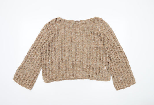 Tu Women’s Beige Open Knit Pullover Jumper Size 14