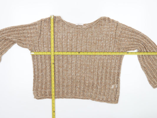 Tu Women’s Beige Open Knit Pullover Jumper Size 14