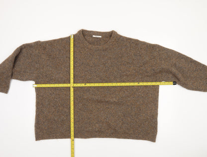 Tu Women Brown Wool Blend Crew Neck Long Sleeve Pullover Jumper Size 18