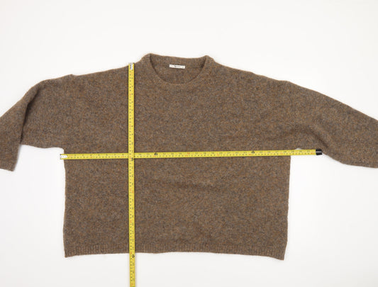 Tu Women Brown Wool Blend Crew Neck Long Sleeve Pullover Jumper Size 18