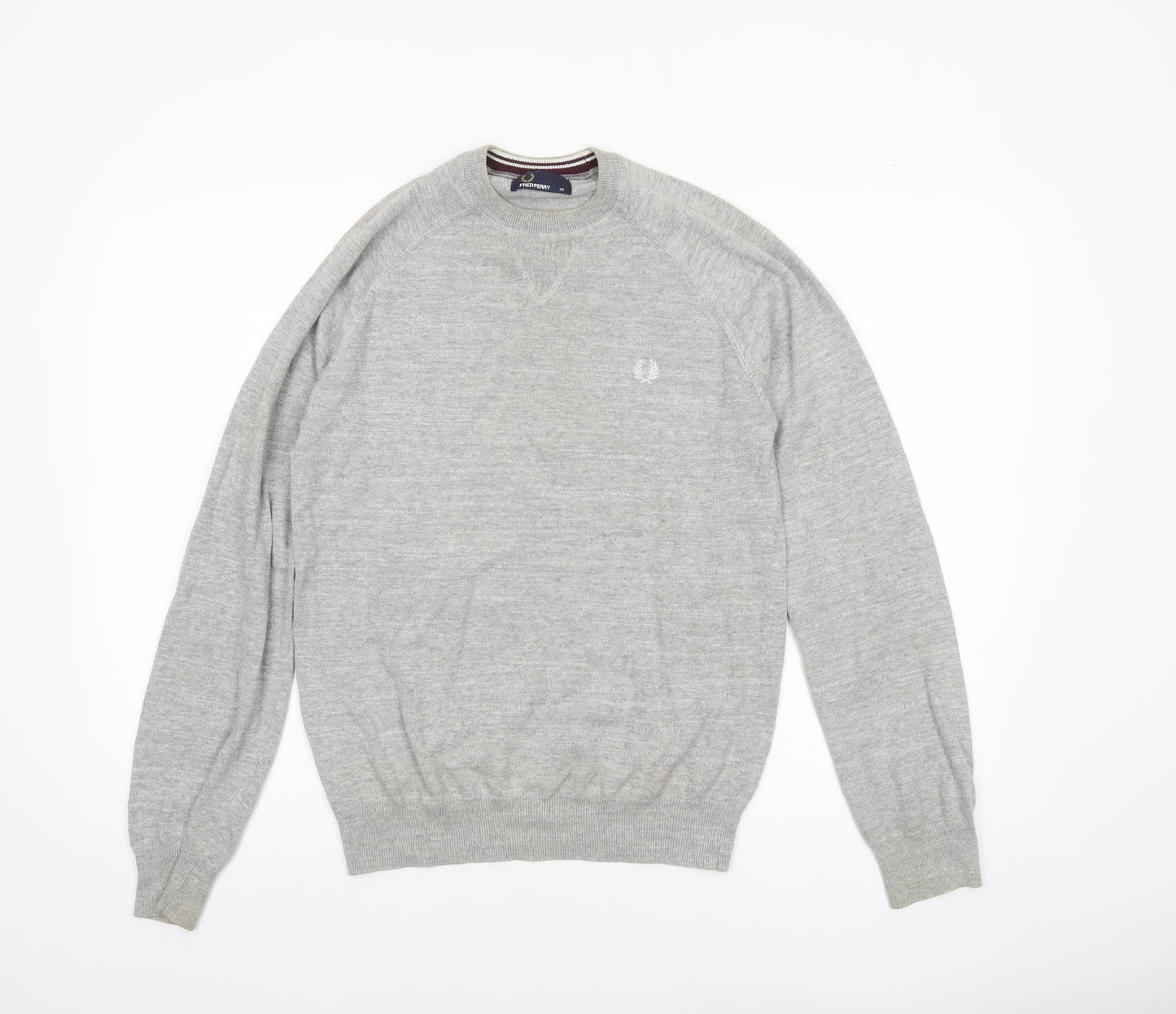 Fred Perry Men's Grey Wool Crew Neck Pullover Jumper XS