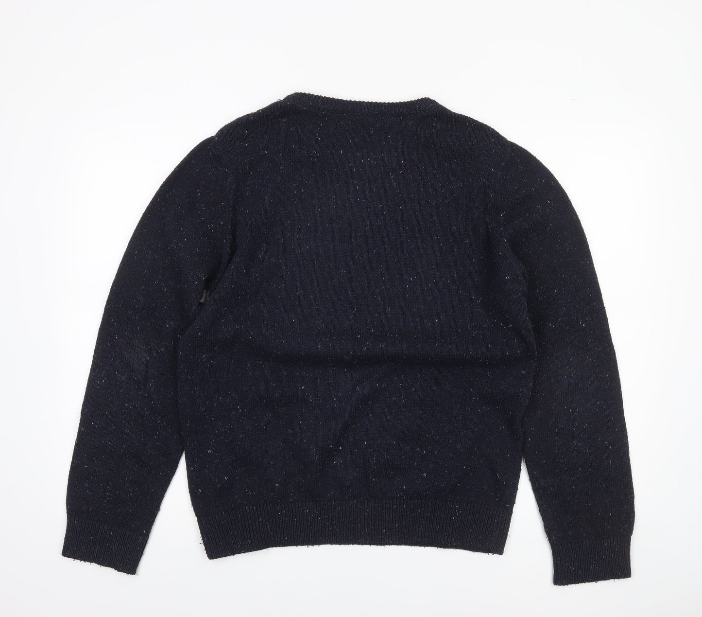 Koton Men's Blue Medium Wool Blend Crew Neck Cable-Knit Jumper