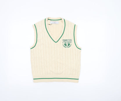 Primark Women's Beige Cable Knit Tennis Club V-Neck Vest S