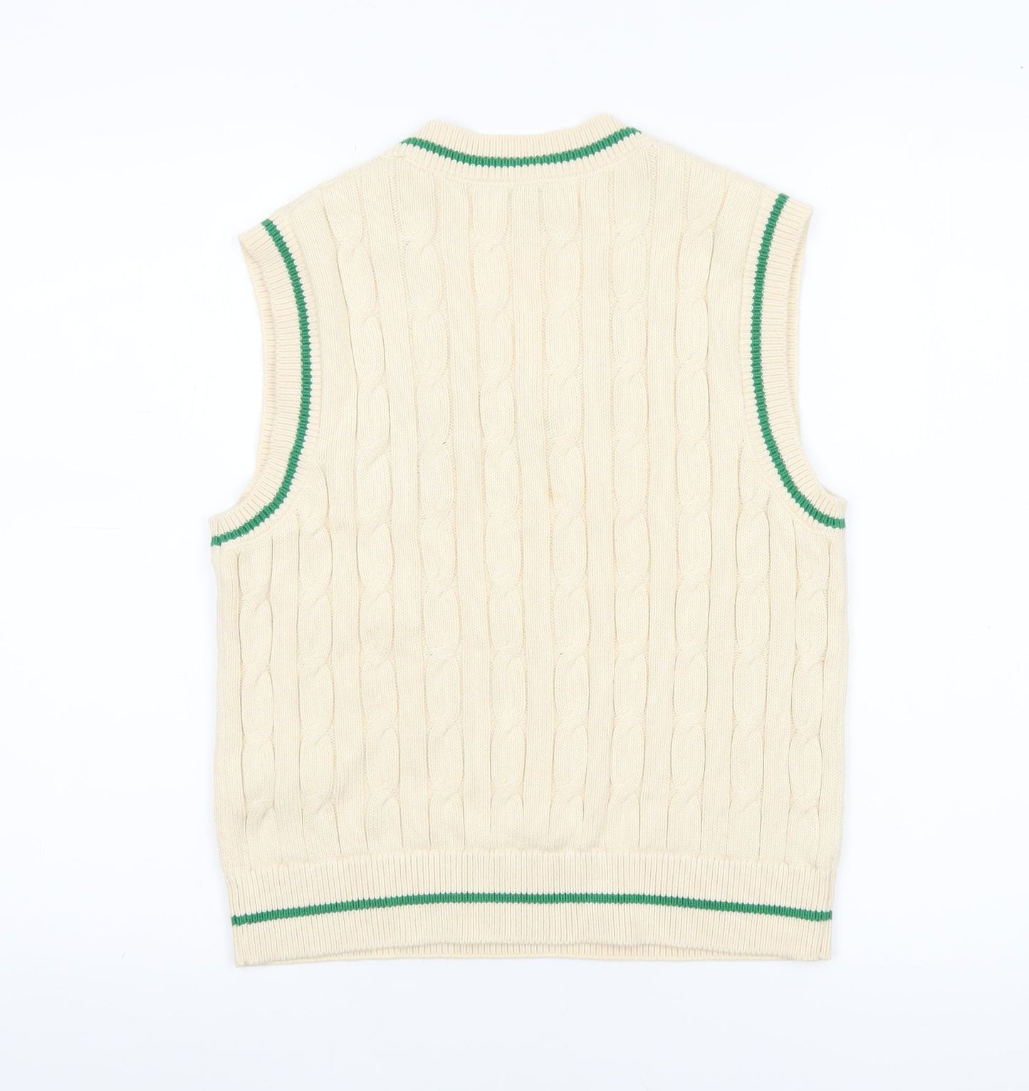 Primark Women's Beige Cable Knit Tennis Club V-Neck Vest S