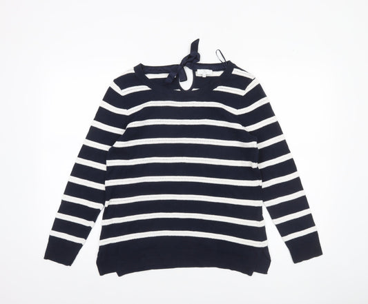 CC Petite Womens Navy Stripe Cotton Jumper M Classic Knit