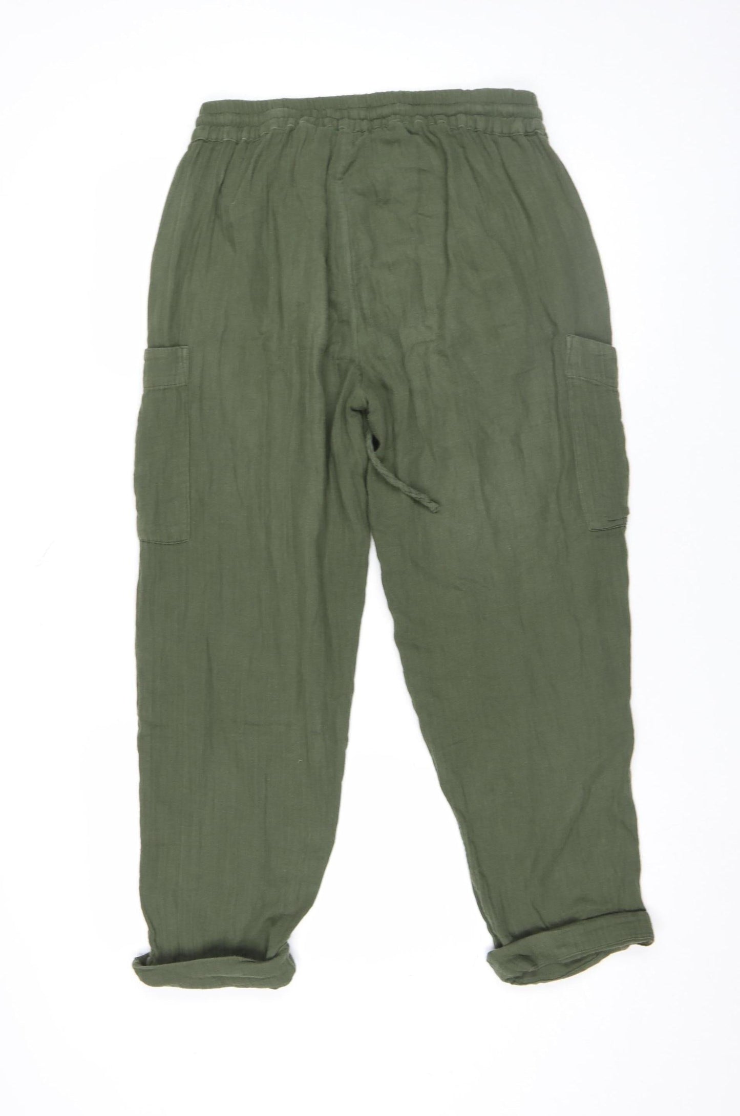 Fat Face Women's Green Linen Cargo Trousers Size 10 Regular