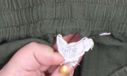 Fat Face Women's Green Linen Cargo Trousers Size 10 Regular