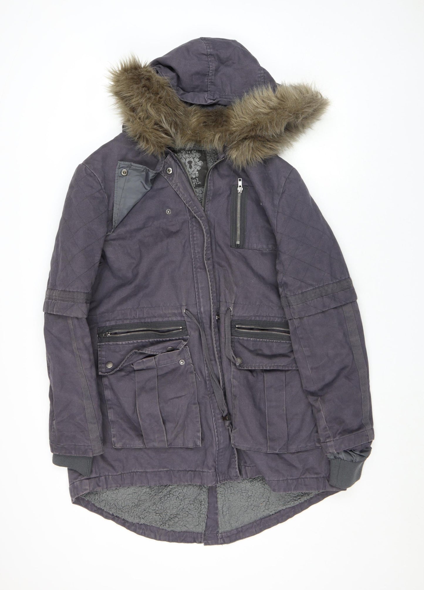 Womens UK Size 14 Label Lab Grey Parka Coat