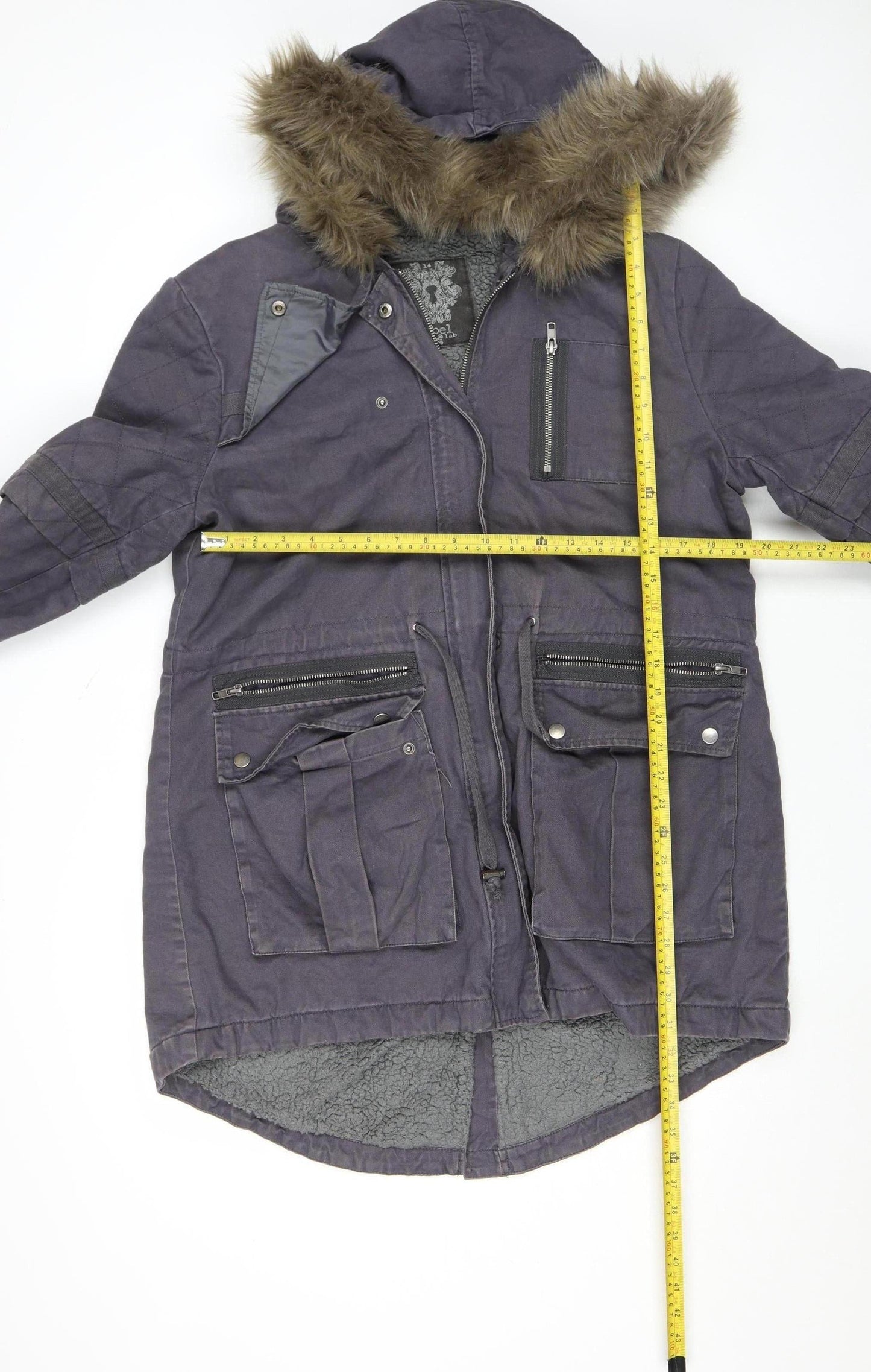 Womens UK Size 14 Label Lab Grey Parka Coat