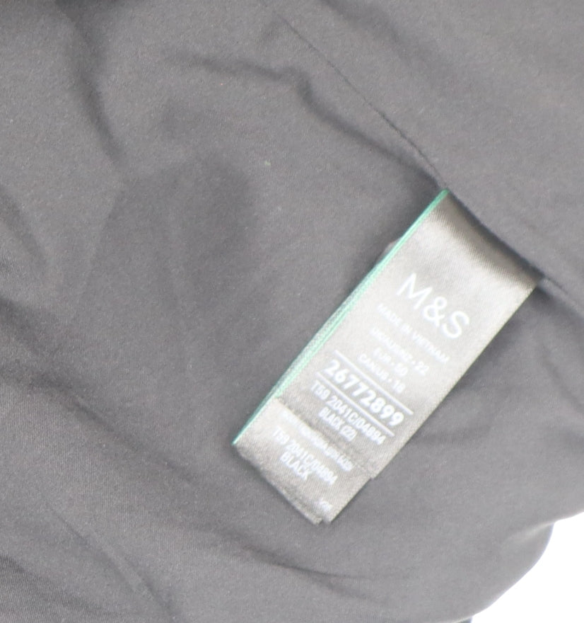 Marks and Spencer Women Black Wool Blend Long Overcoat Size 22