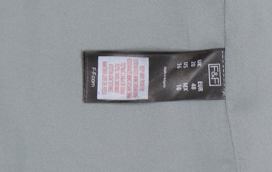 F&F Women’s Grey Double-Breasted Blazer Jacket Size 20 Regular Fit