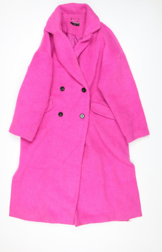 F&F Women’s Pink Wool Blend Long Overcoat Size 10 Classic Style