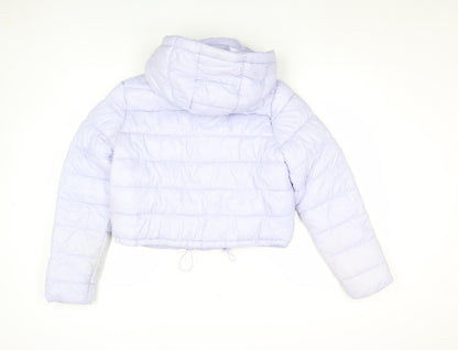 Primark Women’s Purple Hooded Cropped Puffer Jacket Size M