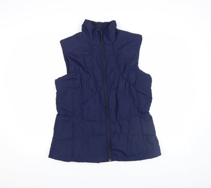 TU Women's Blue Quilted Puffer Waistcoat Size 16 Full Zip
