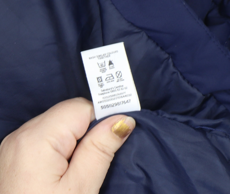 TU Women's Blue Quilted Puffer Waistcoat Size 16 Full Zip