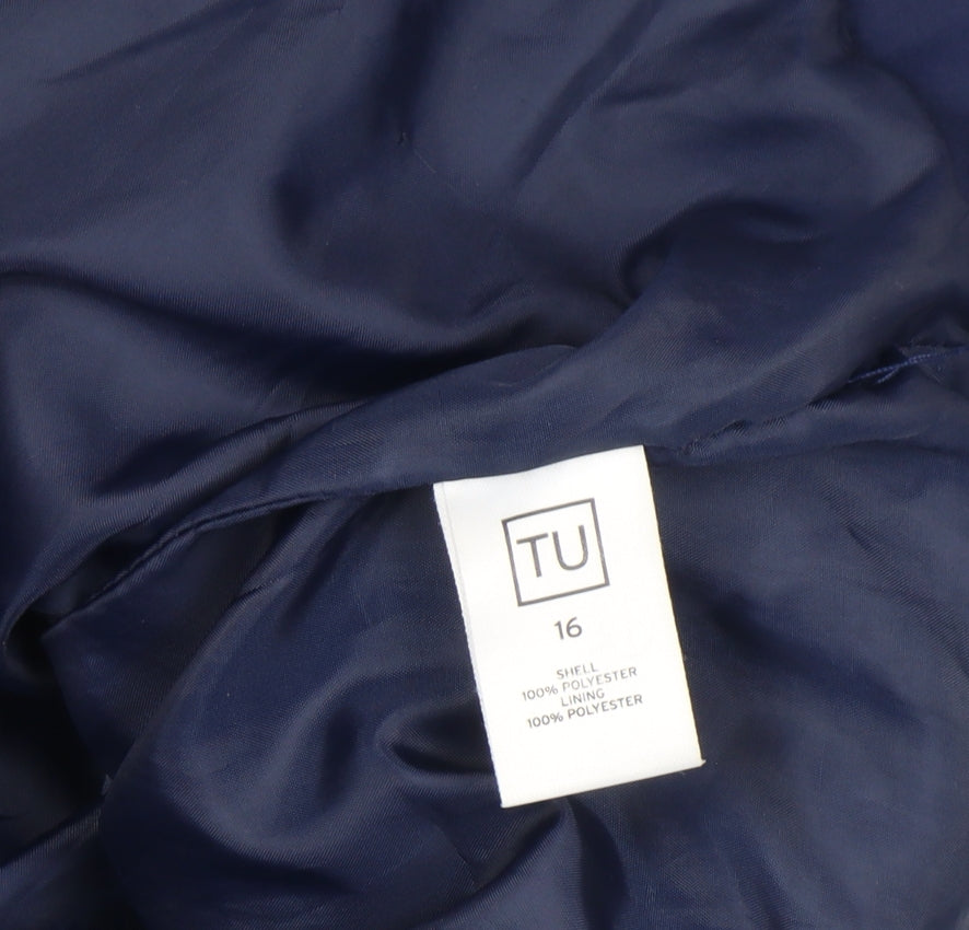 TU Women's Blue Quilted Puffer Waistcoat Size 16 Full Zip