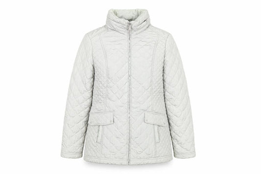 Bonmarché Women's Grey Quilted Mid-Length Zip Jacket Size 10
