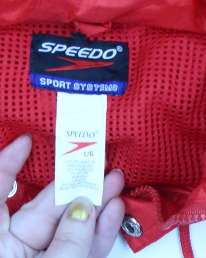 Mens UK Size L Speedo Red Windbreaker Coat