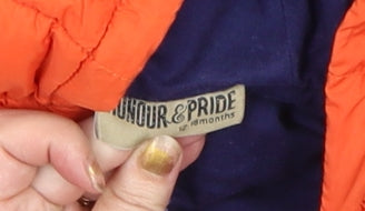 Honour & Pride Orange Hooded Padded Coverall 18 Months Unisex Baby