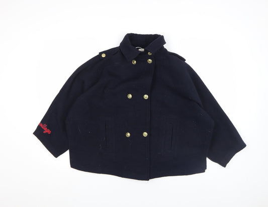 Zara Girls Blue Wool Blend Double-Breasted Pea Coat 11-12 Years