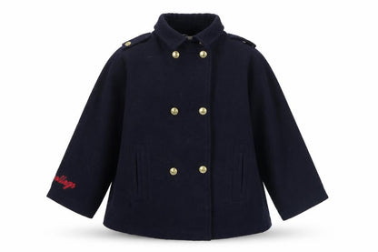 Zara Girls Blue Wool Blend Double-Breasted Pea Coat 11-12 Years