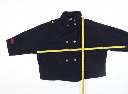 Zara Girls Blue Wool Blend Double-Breasted Pea Coat 11-12 Years