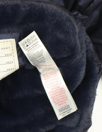 Marks and Spencer Girls Blue Hooded Puffer Coat 4-5 Years Winter Jacket