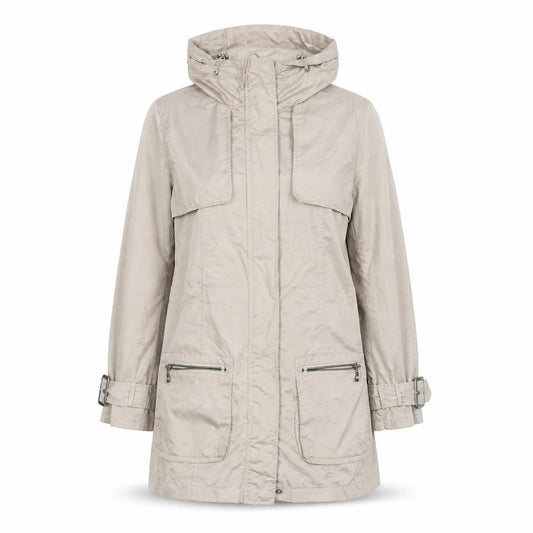 Front view of Antoni & Alison Women’s Beige Belted Parka Coat, size S