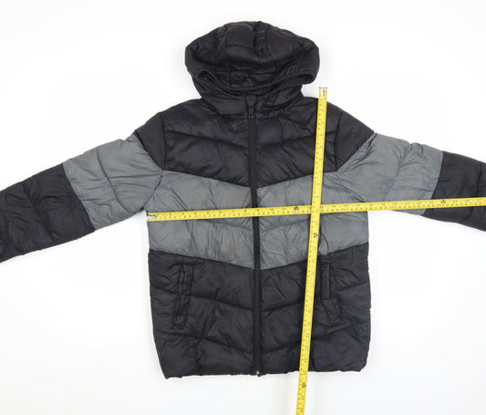 Primark Boys Black Colourblock Hooded Puffer Jacket 12-13 Years