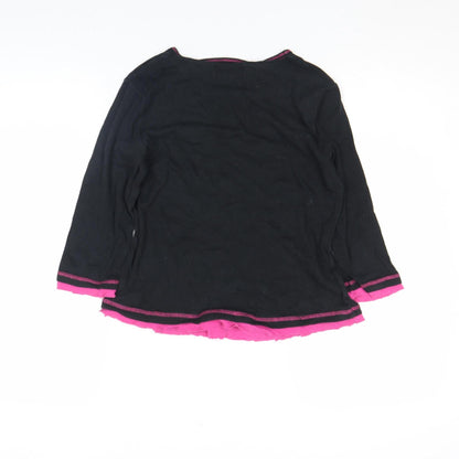 Next Girls Black Princess Graphic 3/4 Sleeve Cotton T-Shirt M