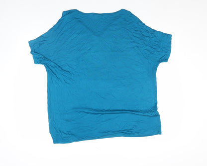 George Womens Blue V-Neck Short Sleeve Jersey T-Shirt Size 16