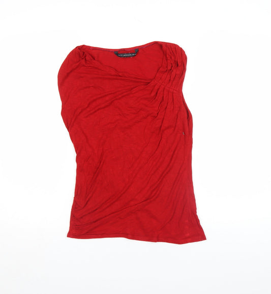 Betty Jackson Black Women’s Red Viscose Sleeveless Pleated Blouse Size 12