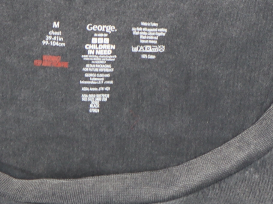 George Women’s Black Pudsey Bear Charity T-Shirt Size M 100% Cotton