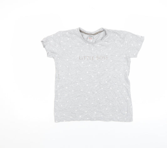 Lily & Dan Girls Grey Star Print Little Boss T-Shirt 11-12 Years