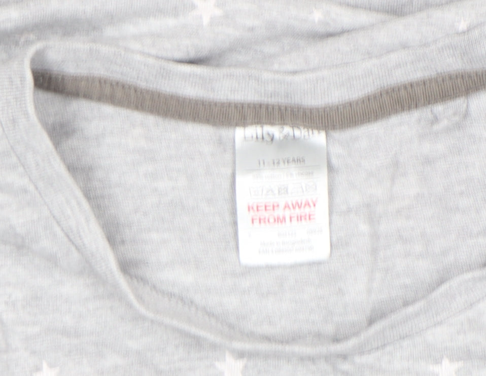 Girls UK Size 11-12 Years Lily & Dan Grey Basic T-Shirt