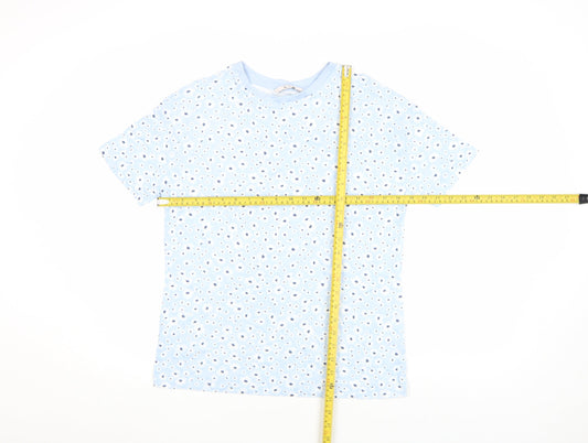 Tu Women Blue Floral Cotton Short Sleeve T-Shirt Size 8