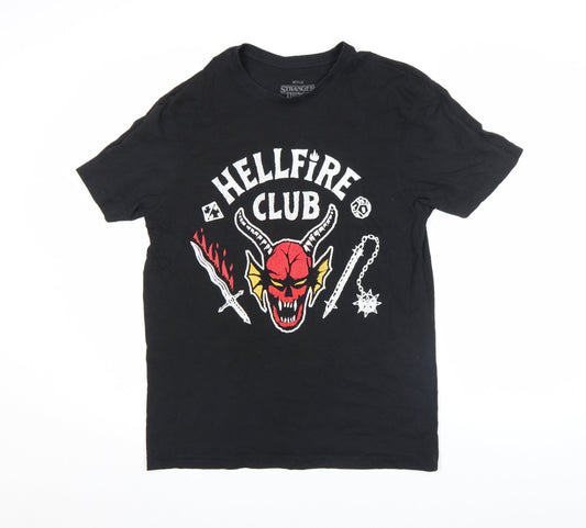 Primark Women’s Black Stranger Things Hellfire Club T-Shirt Size L