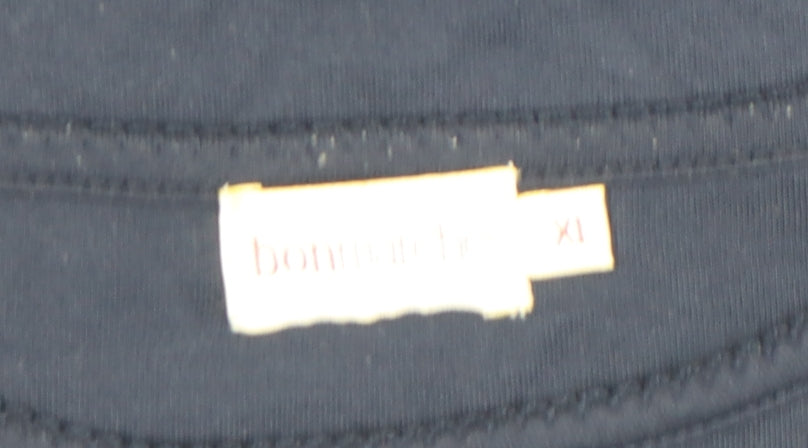 Bonmarché Women’s Blue Floral Embroidered Cotton Blend T-Shirt XL