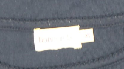 Bonmarché Women’s Blue Floral Embroidered Cotton Blend T-Shirt XL