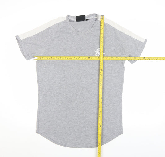 SikSilk Men's Grey Slim Fit Short Sleeve Crew Neck T-Shirt M