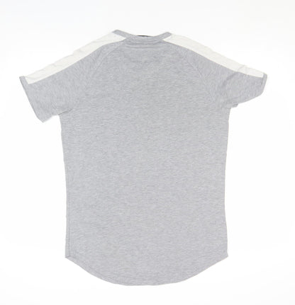 SikSilk Men's Grey Slim Fit Short Sleeve Crew Neck T-Shirt M