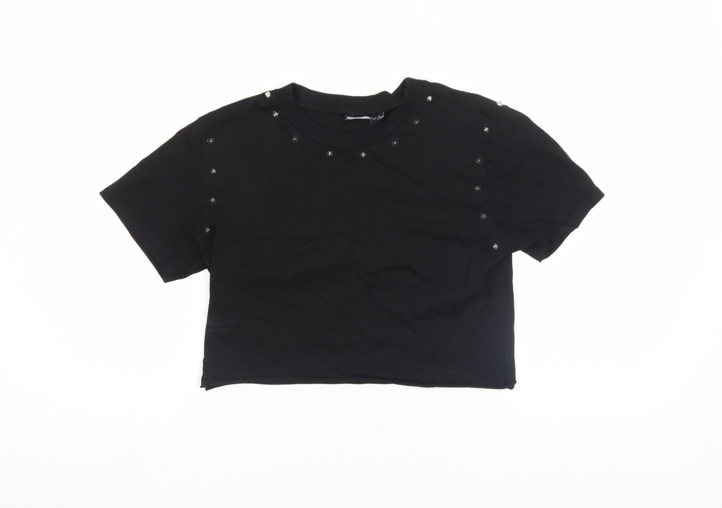 Womens UK Size M Asos Design Black Cropped T-Shirt